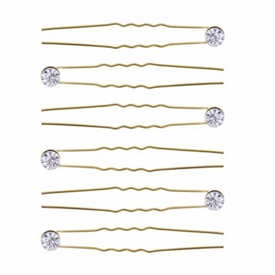 Gold crystal hair pin set